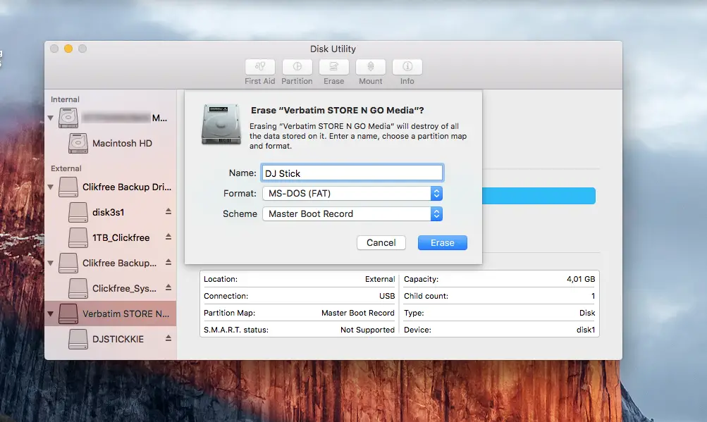 format usb drive for fat32 on mac osx