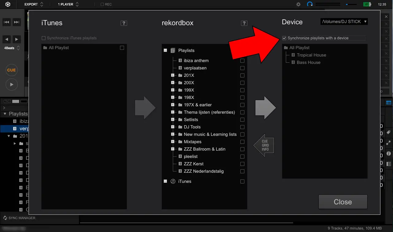 sync playlist to usb drive